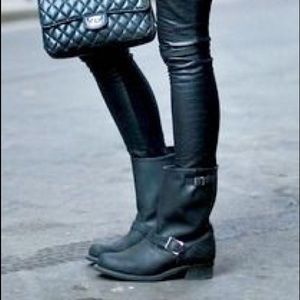 Cordani Italian black leather moto booties sz 39